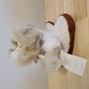 Restoration Hardware Baby & Child Luxe Fur Bootie -Ivory Snow Leopard - 24M NWT